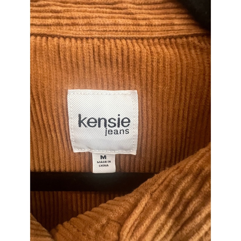 Kensie Jeans Women's Medium Corduroy Shacket Brown Button Front Oversized Fall - Picture 3 of 7